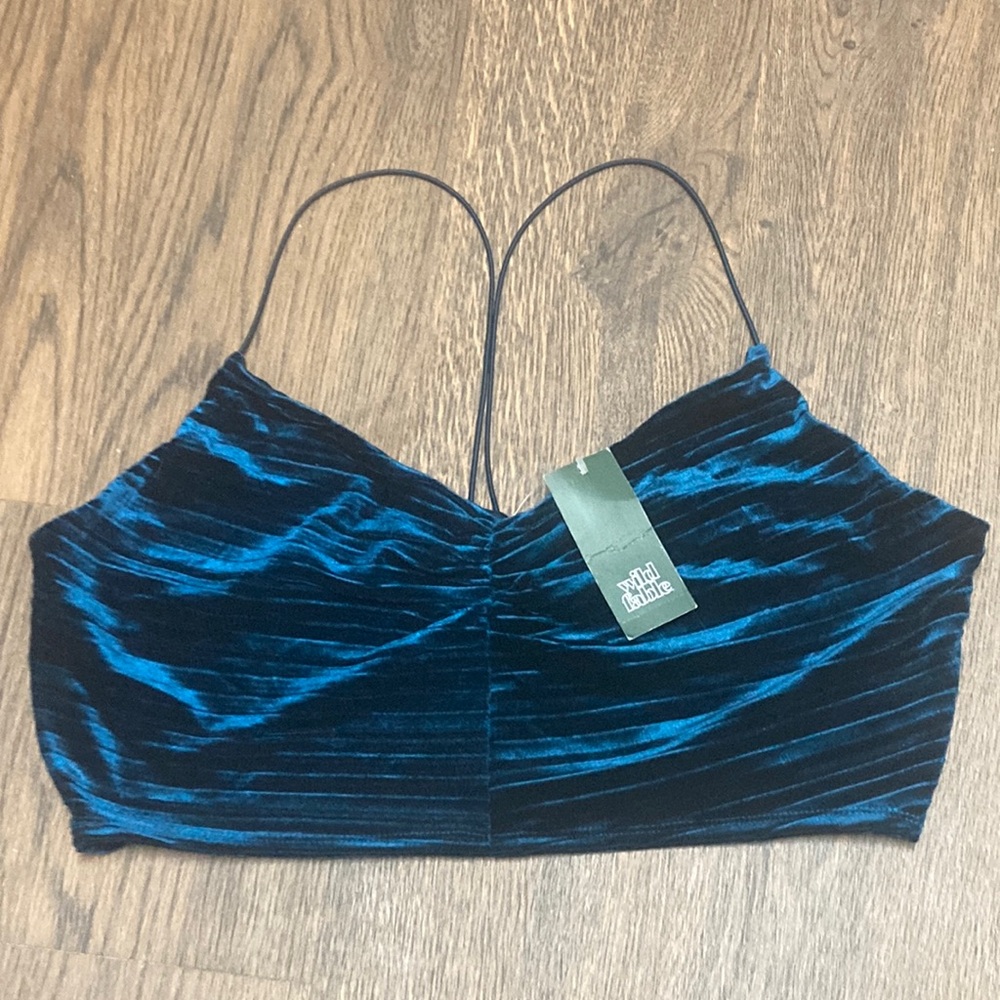 Wild Fable Teal Blue Velour Top     Size XL